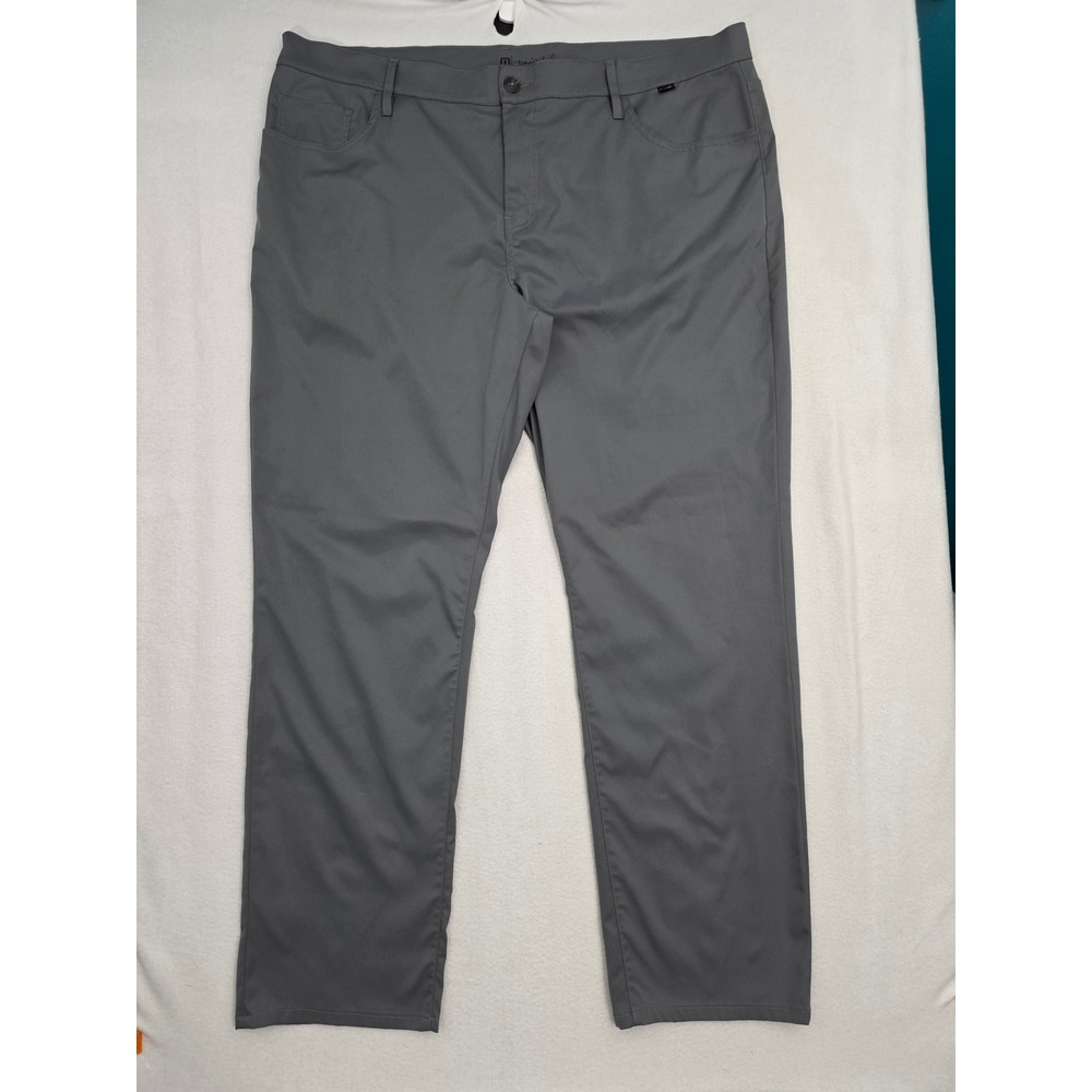 TravisMathew Right On Time Pants 42 Grey Polyester Performance Golf Chino Work